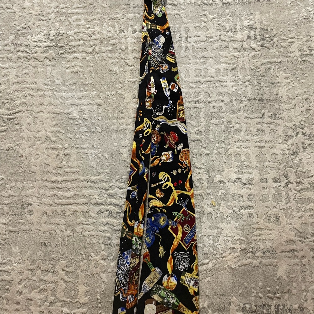 Nicole Miller Vintage 1992 Liquor Themed 100% Silk Luxury Tie